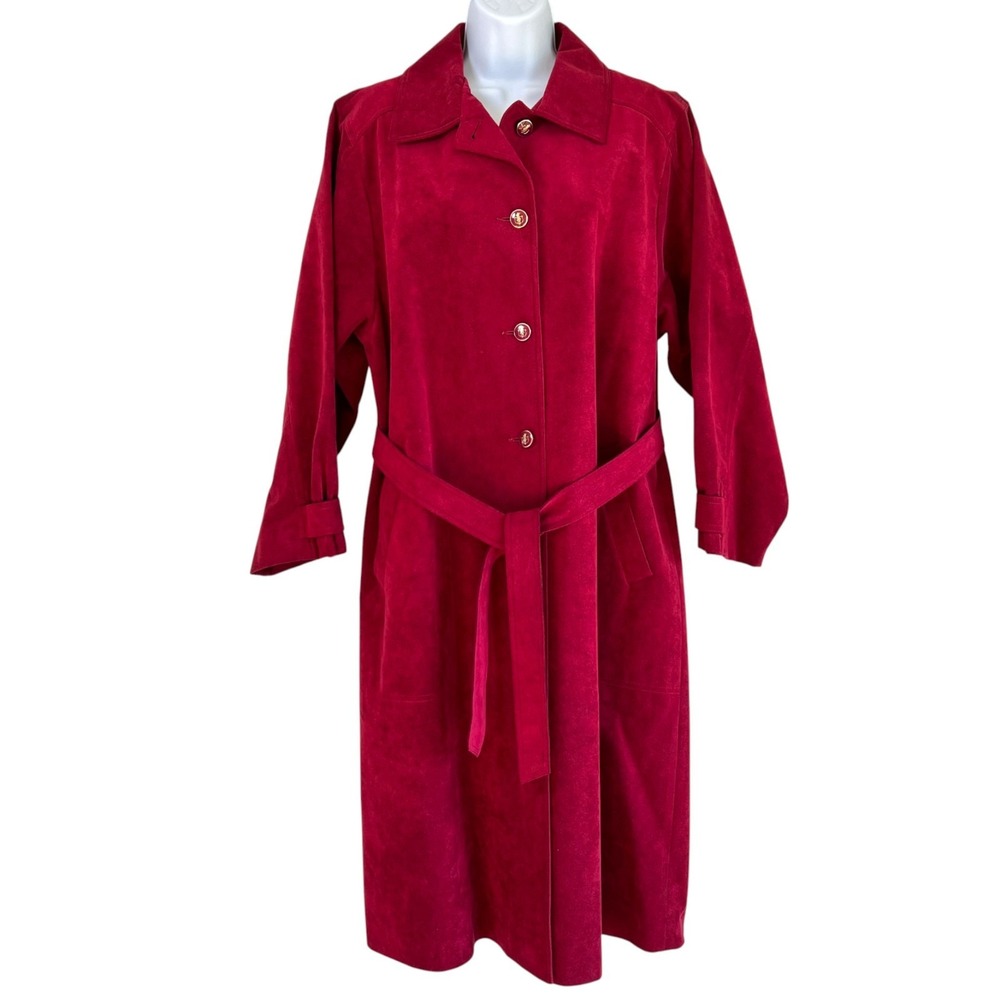 Vtg 70s Count Romi Ultrasuede Belted Trench Coat Size 14 Quiet‎ Luxury Old Money